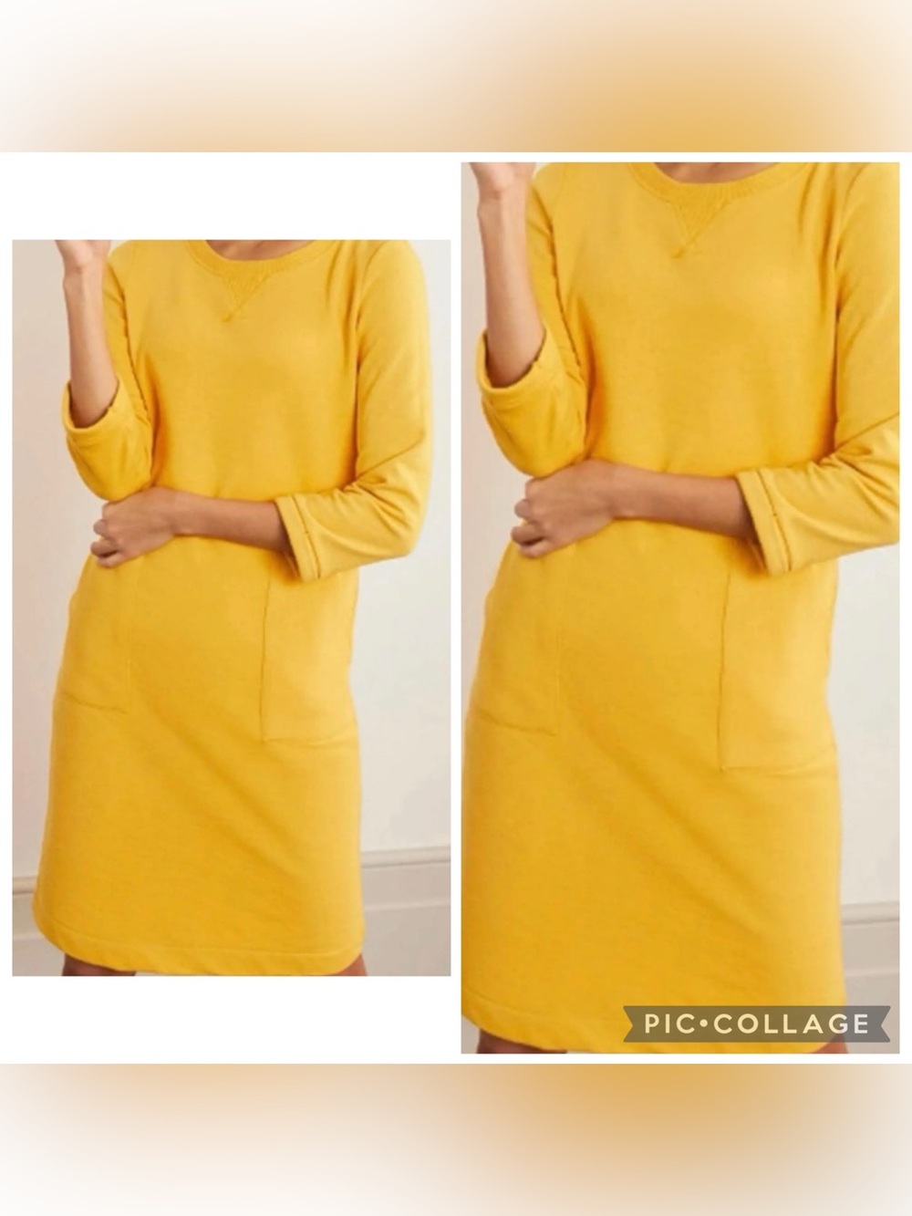 BODEN Women’s Tuscan Sun HANNAH SWEATSHIRT DRESS 3/4 Sleeve French Terry Size 6.